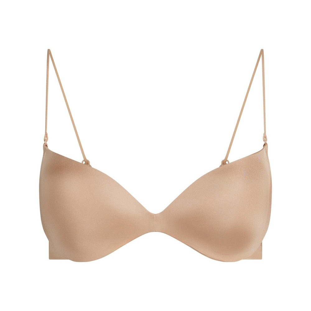 Skims NEW Wireless Form Lightly Lined Plunge Micro Strap Bra in Clay 32C